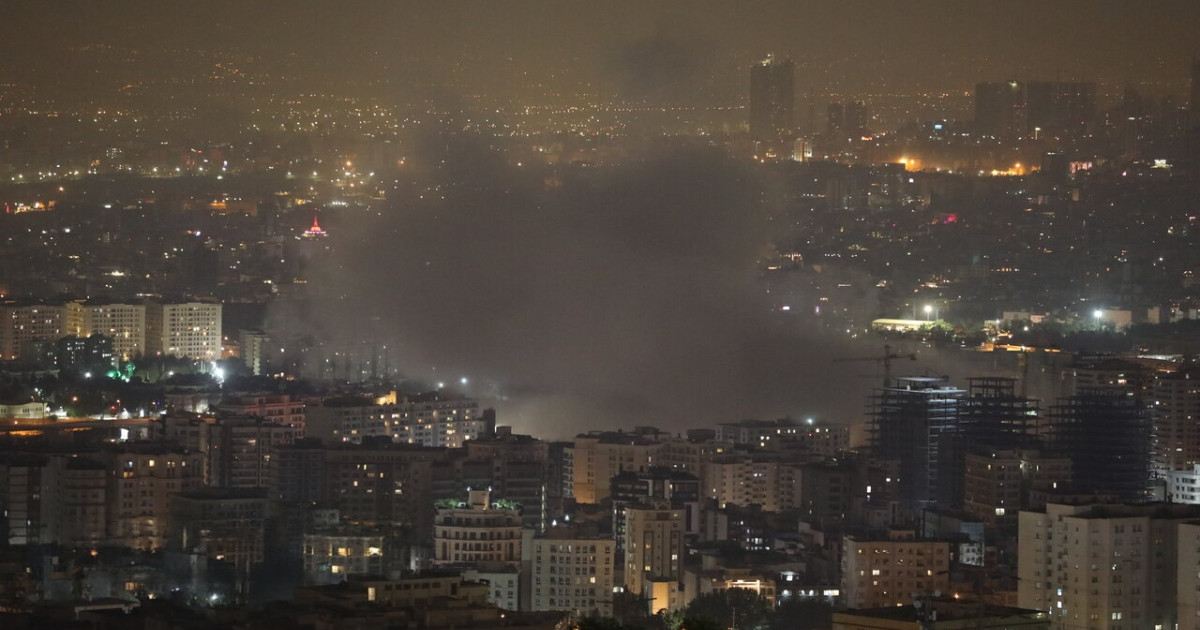 Smoke rising above Tehran after an Israeli strike.