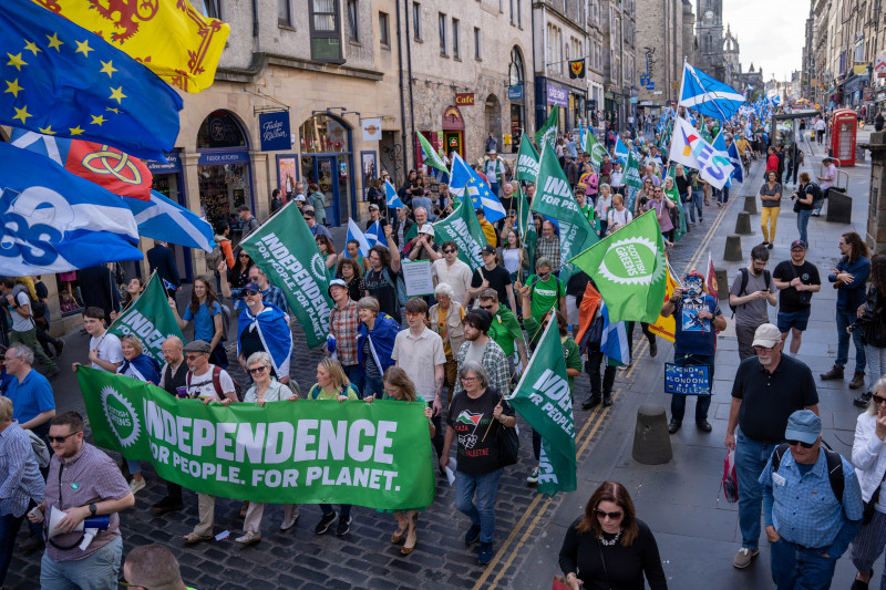 Members of the Green Bloc marching down the royal mile