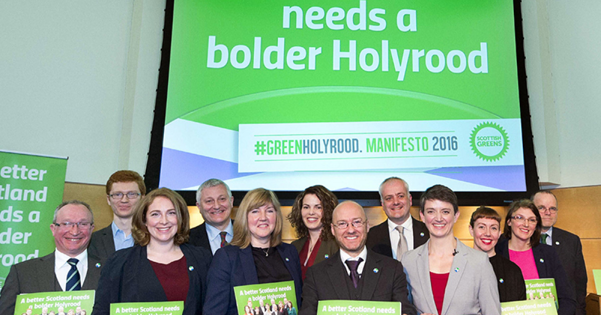 The Scottish Green Party's lead candidates at the manifesto launch in Edinburgh.